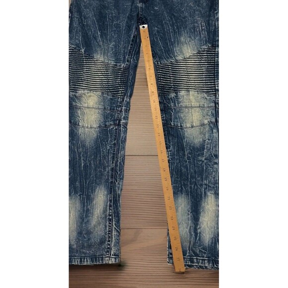 Marc  Ecko Cut & Sew  Men’s  Distressed  Moto Patchwork Jeans  30X30 Y2K 90s Vnt - Picture 6 of 11